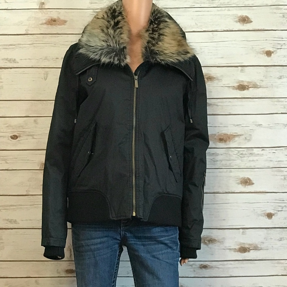 French Connection Faux Fur Collar Jacket 1